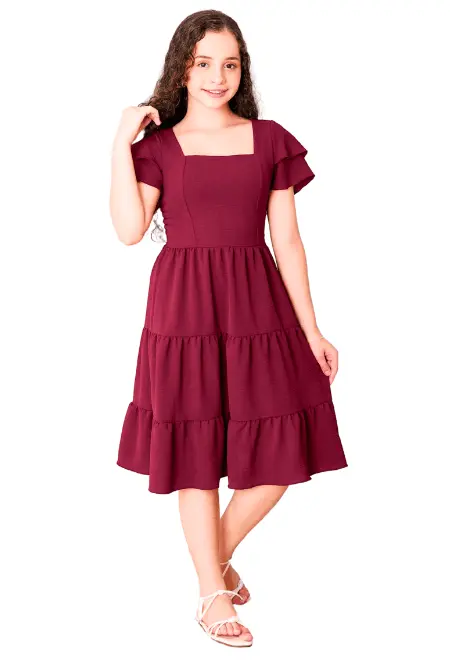 Vestido Juvenil Com Manga