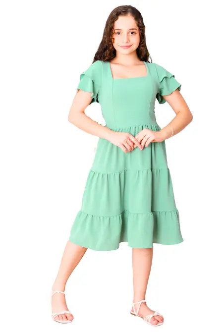 Vestido Juvenil Com Manga