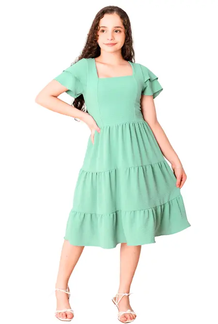 Vestido Juvenil Com Manga